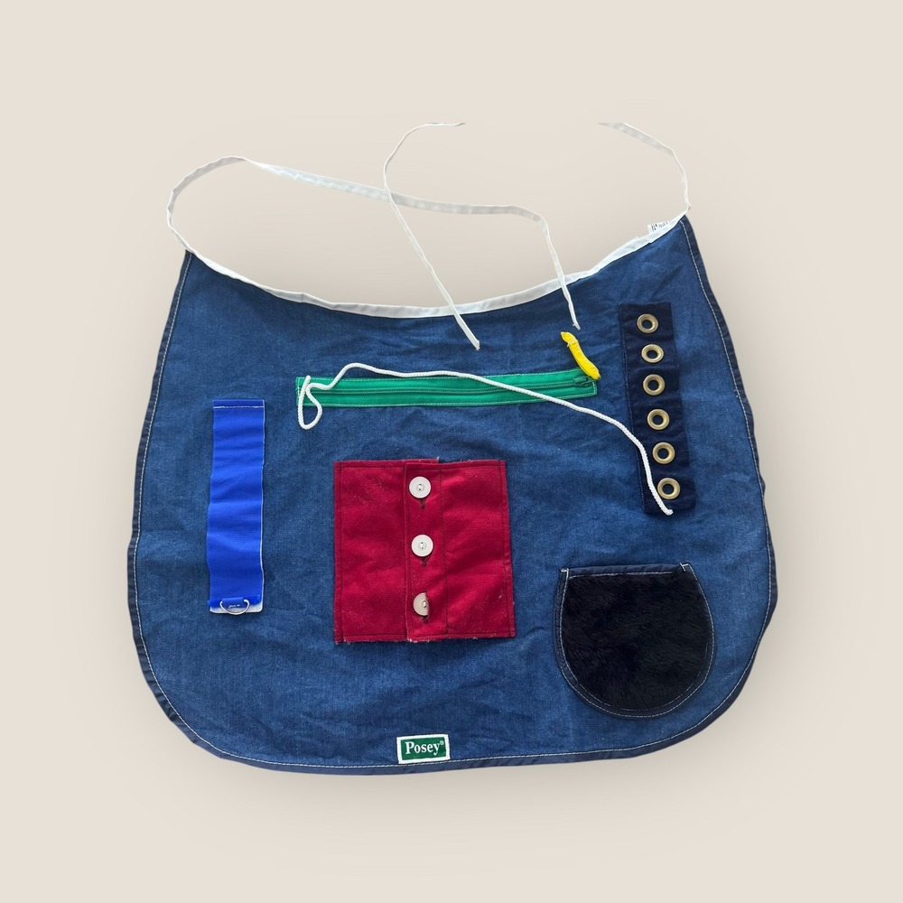 Posey Kids Activity Sensory Lap Apron Denim Blue Red Green Zipper Buttons‎